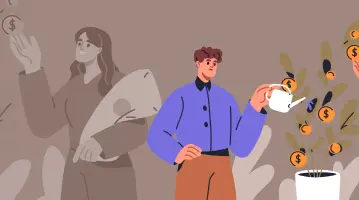 Card Con educación financiera, mujer empoderada